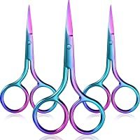 3 Pares de Tijeras del Pelo de Nariz Tijeras de Vello Facial Tijera de Punta Recta de Acero Inoxidable para Cejas- Nariz…